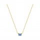 Collar infantil chapado en oro con esmalte, mariposa azul