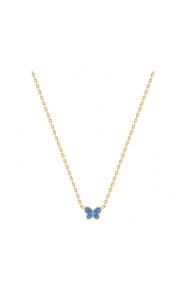 Collar infantil chapado en oro con esmalte, mariposa azul