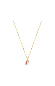 Collar infantil chapado en oro con esmalte, unicornio rosa