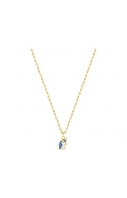 Collar infantil chapado en oro con esmalte, unicornio azul