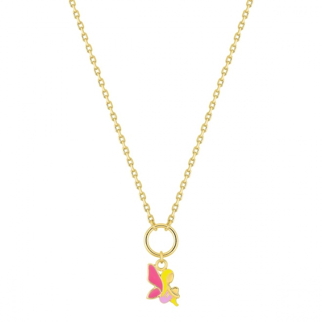 Collar infantil chapado en oro con esmalte, hada