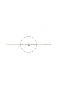 Pulsera infantil chapada en oro con esmalte, estrella verde