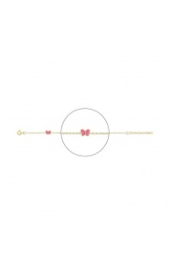 Pulsera infantil chapada en oro con esmalte, mariposa rosa