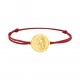 Pulsera infantil chapada en oro y cordón rojo, medalla redonda de ángel