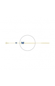 Pulsera infantil chapada en oro con esmalte, mariposa azul