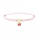 Pulsera infantil chapada en oro y cordón rosa, mariposa esmaltada