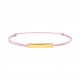 Pulsera infantil chapada en oro y cordón rosa, chapa para grabar