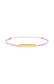 Pulsera infantil chapada en oro y cordón rosa, chapa para grabar
