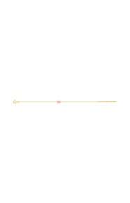 Pulsera infantil chapada en oro con esmalte, corazón rosa