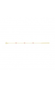 Pulsera infantil chapada en oro con esmalte, corazones rosas