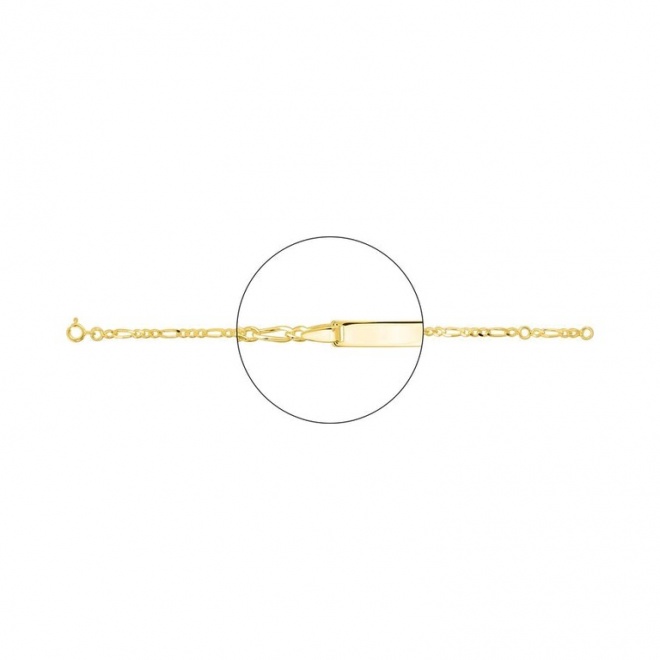 Pulsera infantil con placa recta chapada en oro, cadena cartier 3+1
