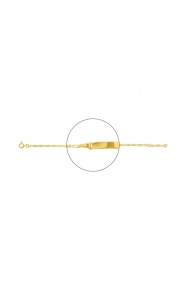 Pulsera infantil con placa recta chapada en oro, cadena cartier alterna