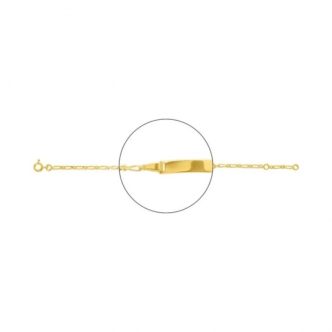 Pulsera infantil con placa recta chapada en oro, cadena cartier alterna