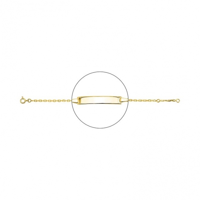 Pulsera infantil con placa recta chapada en oro, cadena forzada gruesa