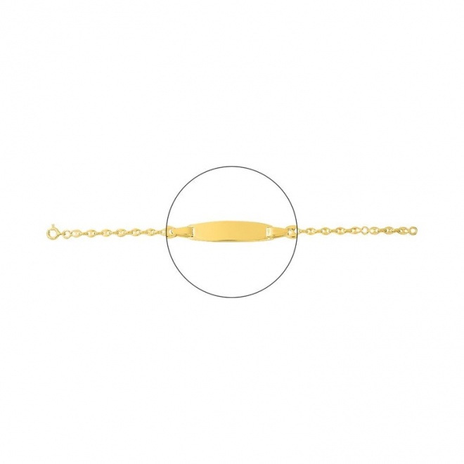 Pulsera infantil con placa redondeada chapada en oro, cadena grano de café