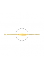 Pulsera infantil con placa redondeada chapada en oro, cadena barbada