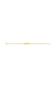Pulsera infantil con placa recta chapada en oro con esmalte, corazón rosa