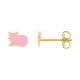 Pendientes infantiles chapados en oro con esmalte, gatito