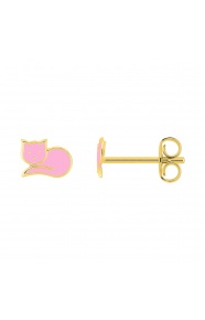 Pendientes infantiles chapados en oro con esmalte, gatito