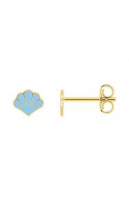 Pendientes infantiles chapados en oro con esmalte, concha