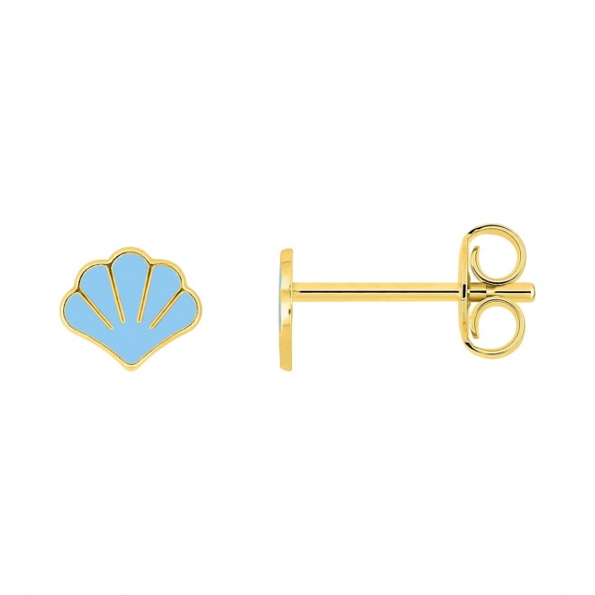 Pendientes infantiles chapados en oro con esmalte, concha