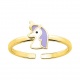 Anillo infantil chapado en oro con esmalte, unicornio