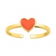 Anillo infantil chapado en oro con esmalte, corazón rojo
