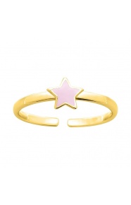Anillo infantil chapado en oro con esmalte, estrella rosa