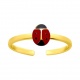 Anillo infantil chapado en oro con esmalte, mariquita