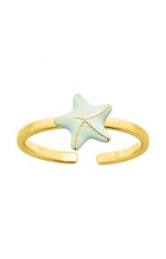 Anillo infantil chapado en oro con esmalte, estrella de mar
