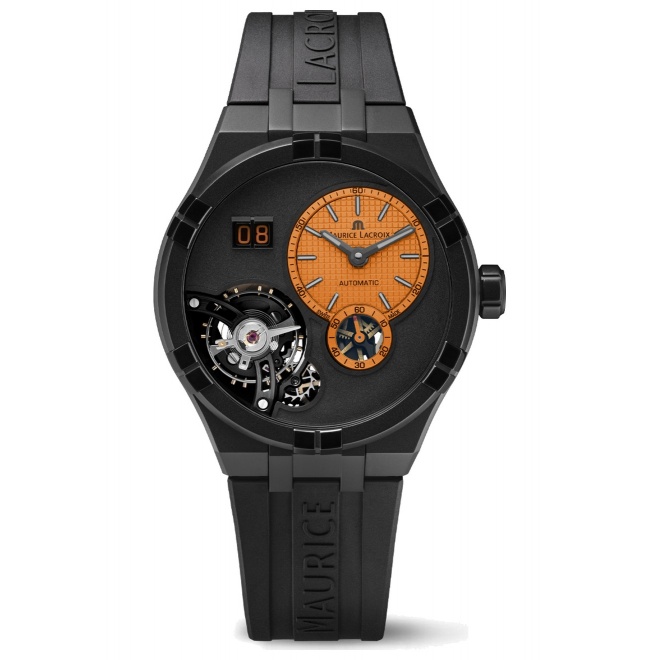 Maurice Lacroix Aikon Master Grand Date ∅45 mm - 10 ATM, Esfera naranja, correa de caucho naranja