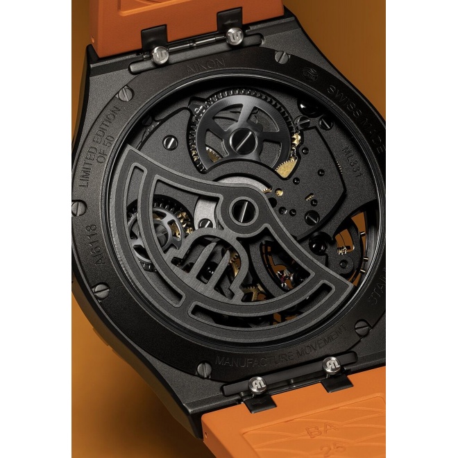 Maurice Lacroix Aikon Master Grand Date ∅45 mm - 10 ATM, Esfera naranja, correa de caucho naranja