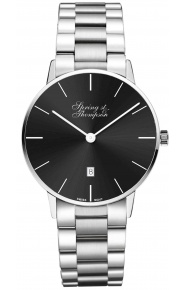 Spring st & Thompson 100 M - ∅40 MM Esfera Negra, Indices Blancos, Brazalete Acero