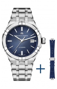 Maurice Lacroix Aikon Automatic ∅42 mm - 20 ATM, Esfera azul, Brazalete de Acero + Piel Azul