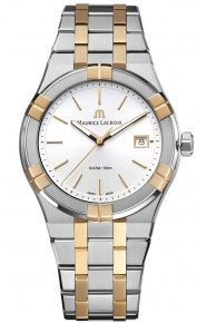 Maurice Lacroix Aikon Quartz ∅40 mm - 10 ATM, Bicolor, Esfera Plateada, Brazalete de Acero.