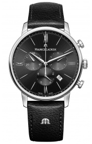Maurice Lacroix Eliros Chronograph ∅40 mm - 5 ATM, Esfera negra, Brazalete de piel negra.