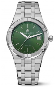 Maurice Lacroix Aikon Quartz ∅40 mm - 10 ATM, Esfera verde, Brazalete de Acero