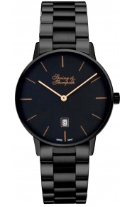 Spring st & Thompson 100 M - ∅40 MM Caja negra Esfera negra indices crema, piel marrón, brazalete
