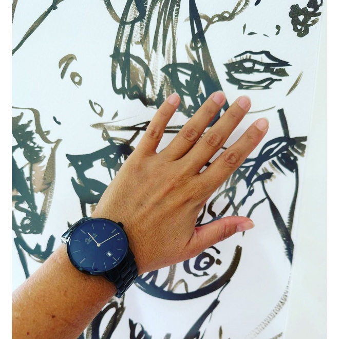 SSTT Watch Spring st & Thompson ∅40 mm - 10 ATM, Esfera negra indices crema, caja negra, brazalete