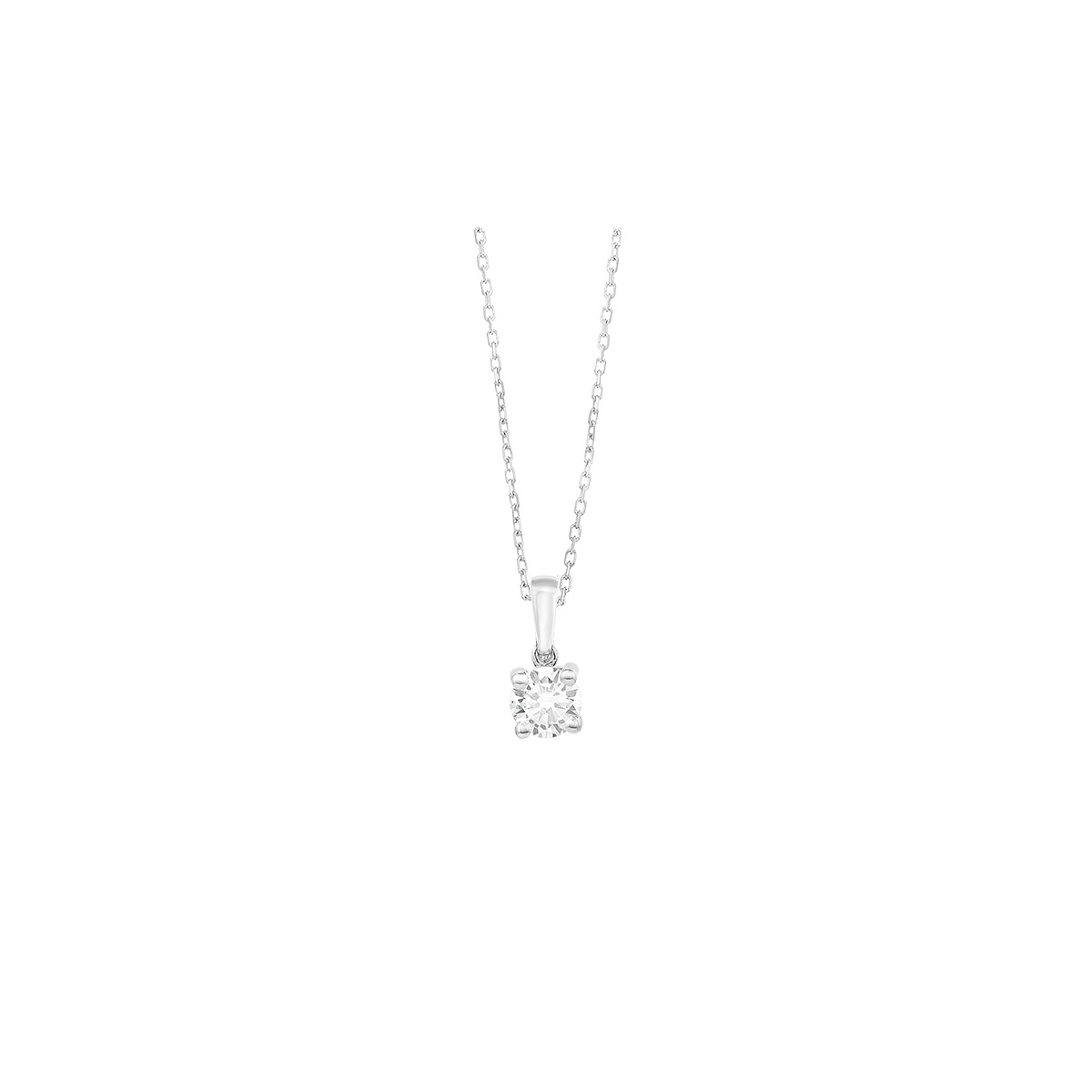 Colgante solitario de oro blanco de 18K con diamante central 0,52 Ct. Certificado GIA (G-SI2). Edición Limitada