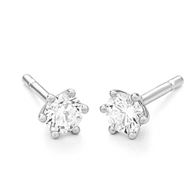 Pendientes de oro blanco 18K con diamantes solitario 1,04 ct. 6 garras. Con Certificado GIA (G-SI2). Edición Limitada.