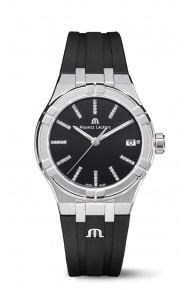 Maurice Lacroix Aikon Quartz Date ∅35 mm - 10 ATM Esfera negra, Brazalete de caucho negro.
