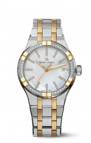 Maurice Lacroix Aikon Quartz ∅35 mm - 10 ATM, Bicolor, Esfera Nácar, Brazalete de Acero y Oro. 36 diamantes