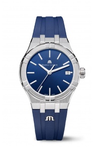 Maurice Lacroix Aikon Quartz Date ∅35 mm - 10 ATM Esfera azul, Brazalete de caucho azul