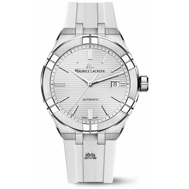 Maurice Lacroix Aikon Automatic ∅42 mm - 20 ATM, Esfera plateada, brazalete de acero + correa de caucho