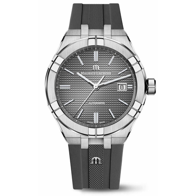 Maurice Lacroix Aikon Automatic ∅42 mm - 20 ATM, Esfera gris, brazalete de acero + correa de caucho gris