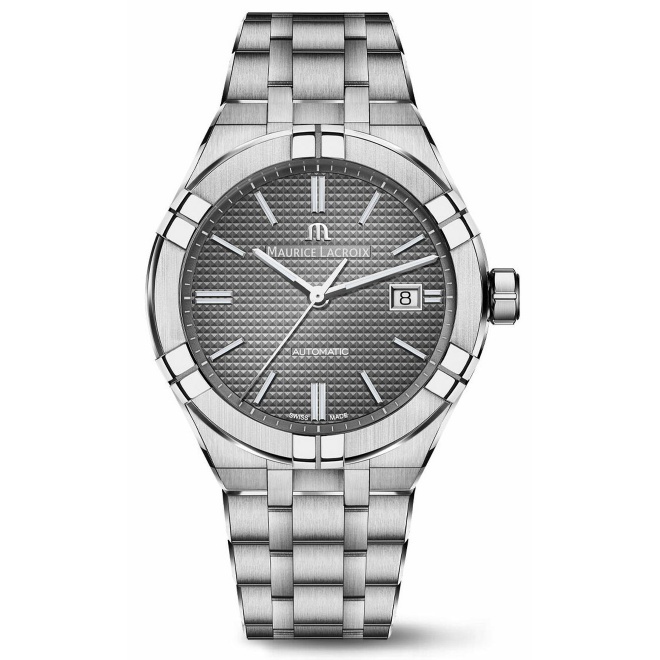 Maurice Lacroix Aikon Automatic ∅42 mm - 20 ATM, Esfera gris, brazalete de acero + correa de caucho gris