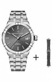 Maurice Lacroix Aikon Automatic ∅42 mm - 20 ATM, Esfera gris, Brazalete de Acero + Caucho gris