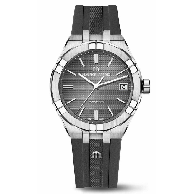 Maurice Lacroix Aikon Automatic ∅39 mm - 20 ATM, Esfera gris, brazalete de acero + correa de caucho gris