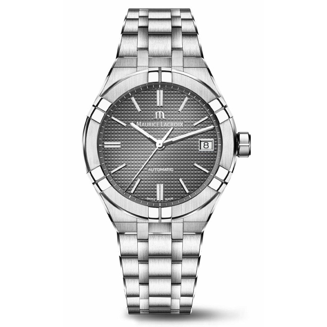 Maurice Lacroix Aikon Automatic ∅39 mm - 20 ATM, Esfera gris, brazalete de acero + correa de caucho gris